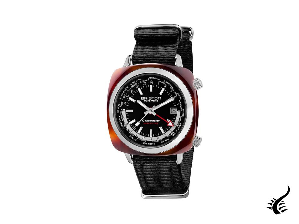 Montre automatique Briston Clubmaster Traveler Worldtime, noire, 20842.SA.TW.1.NB