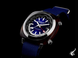 Montre automatique Briston Clubmaster Traveler Worldtime, bleue, 20842.SA.TW.9.NNB