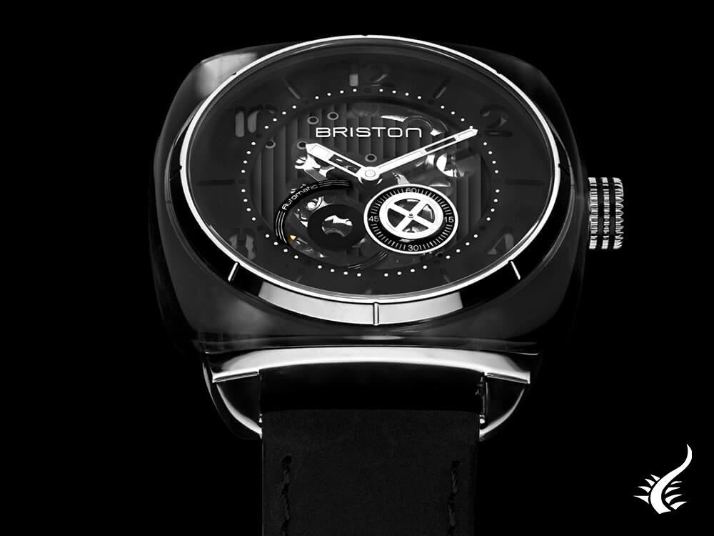 Montre automatique Briston Streamliner Skeleton, noire, 42 mm, 201042.SA.G.1.CH