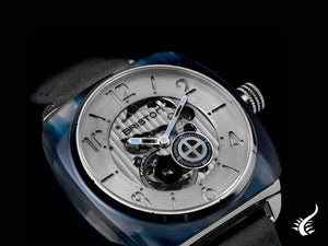 Montre automatique Briston Streamliner Skeleton, bleue, 42 mm, 201042.SA.BL.2.B