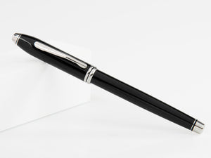 Stylo plume Cross Townsend, laqué, noir, poli, plaqué rhodium