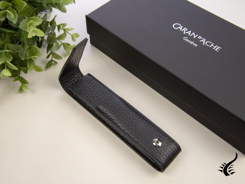 Caran d'Ache Léman Pen Case, 1 Writing Instrument, Leather, Black, 6201.782
