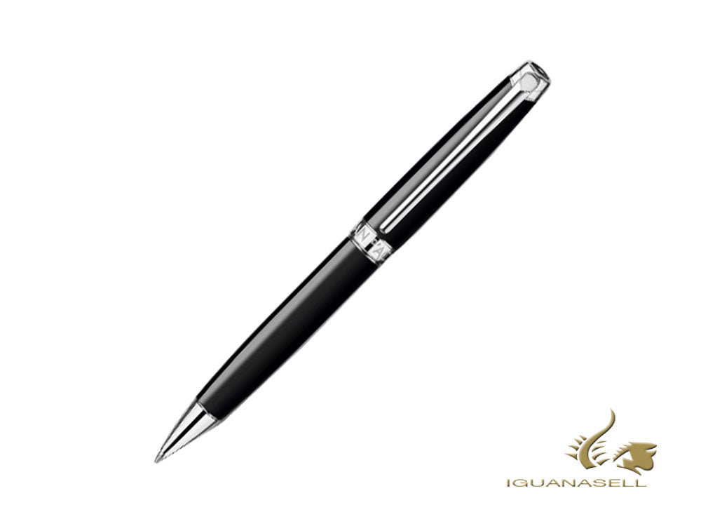 Stylo bille Caran d´Ache Léman Ebony Black, Laque, Rhodium, Noir, 4789.782