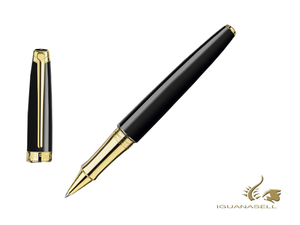 Caran d´Ache Léman Ebony Black Rollerball pen, Lacquer, PVD Gold, 4779.282