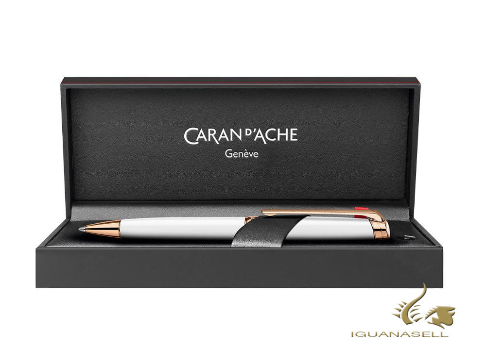 Caran d´Ache Léman Rose Gold-Plated White Ballpoint pen, Lacquer, 4789.581