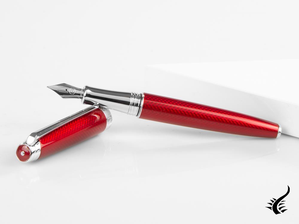 Caran d´Ache Léman Rouge Carmin Fountain Pen, Red, Rhodium, 4799.580