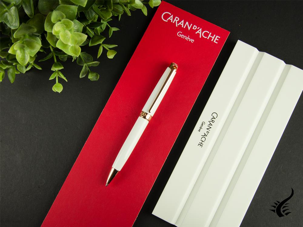 Caran d´Ache Léman Slim White Rosegold Ballpoint pen, Lacquer, White, 4781.001