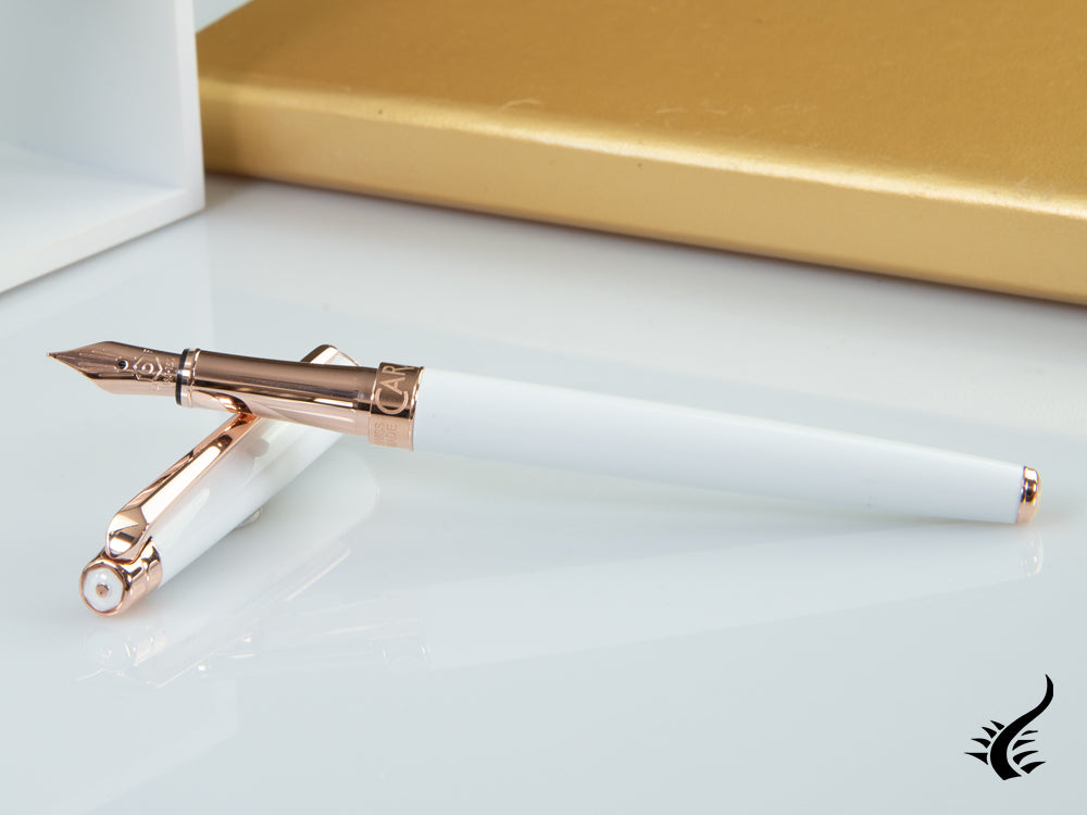 Caran d´Ache Léman Slim White Rosegold Fountain Pen, White, C4791.001