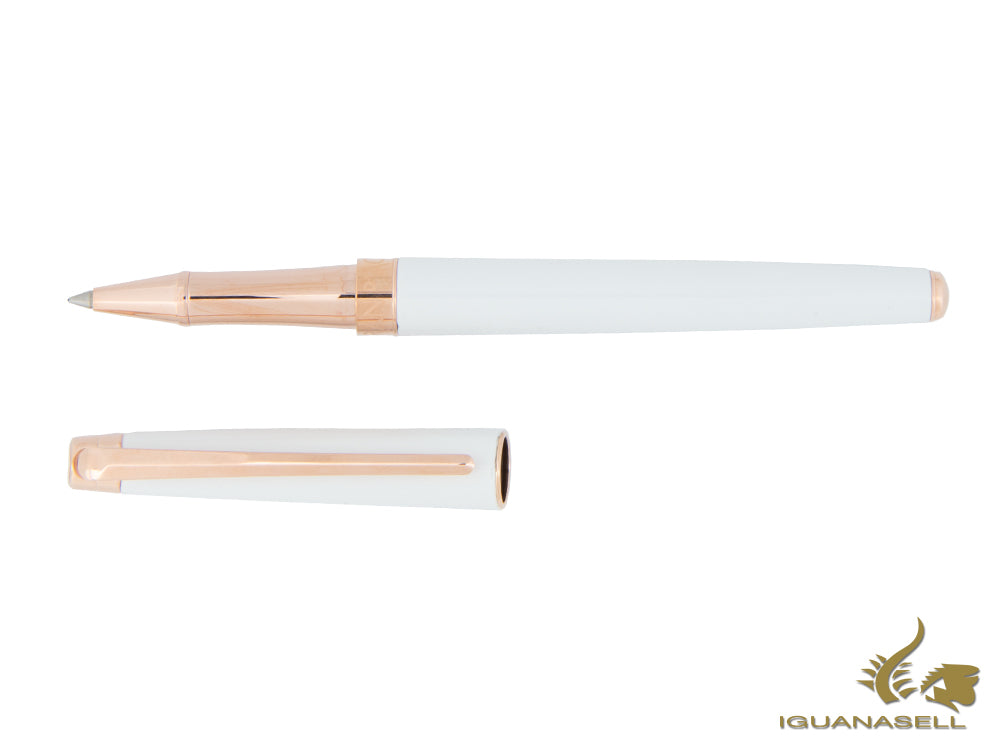 Caran d´Ache Léman Slim White Rosegold Rollerball pen, Lacquer, White, 4771.001