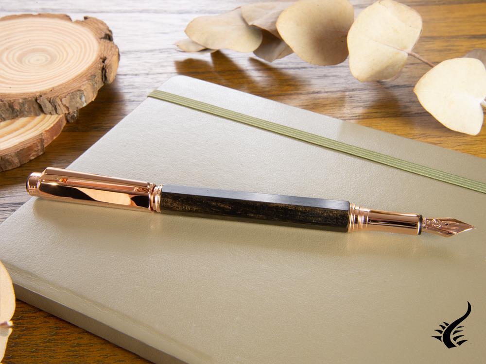 Stylo plume Caran d'Ache Varius Ebony, PVD or rose, marron, 4490.142