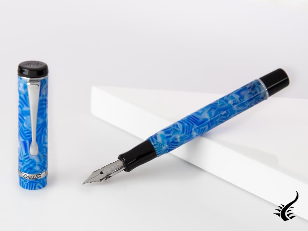 Stylo plume Conklin Duragraph Ice Blue, résine, chrome, CK71352