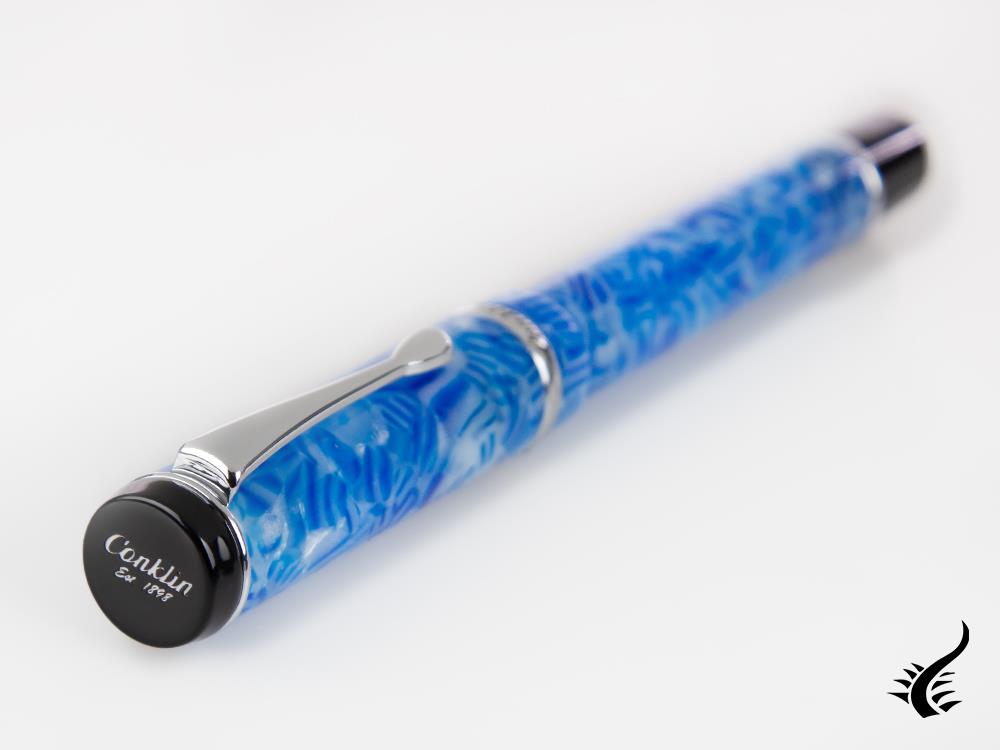 Conklin Duragraph Ice Blue Fountain Pen, Resin, Chrome, CK71352