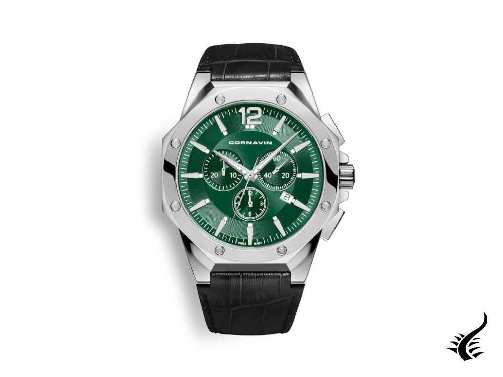 Cornavin Downtown Quartz Watch, Chronograph, 44 mm, Green, CO2010-2024