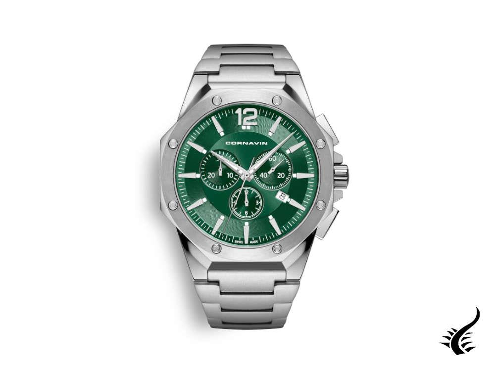 Cornavin Downtown Quartz Watch, Chronograph, 44 mm, Green, CO2010-2025