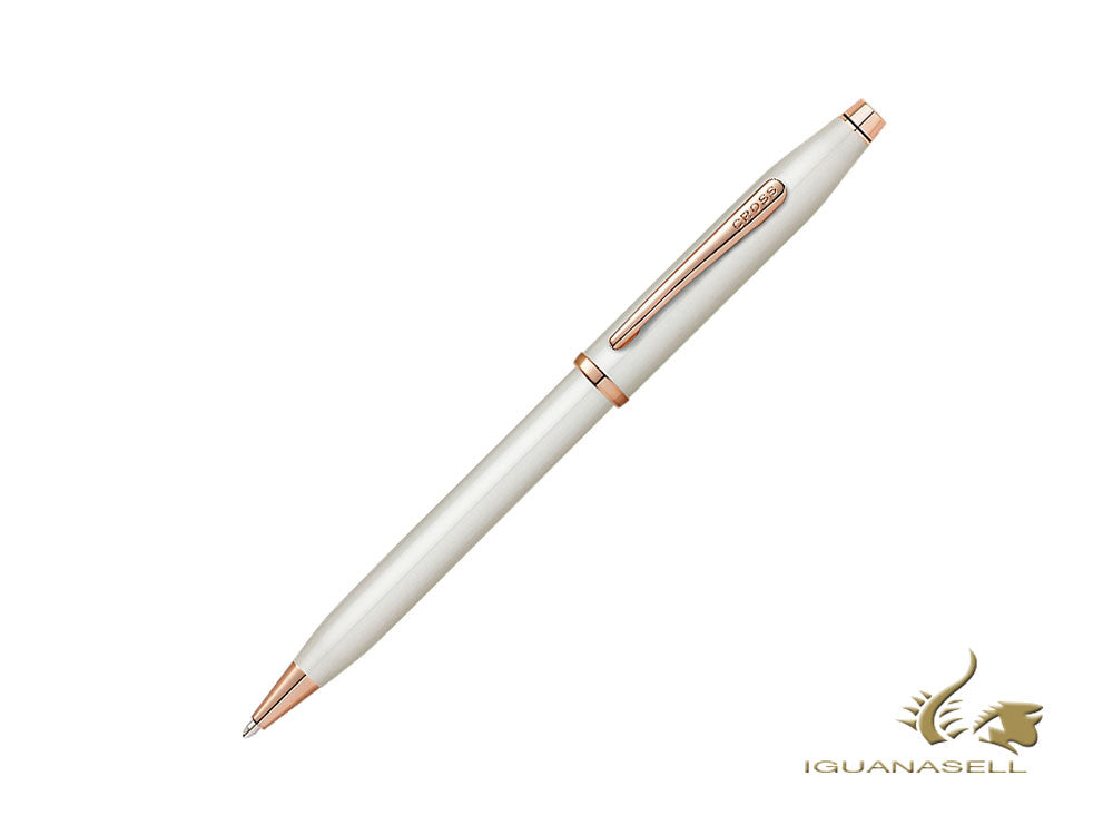 Stylo à bille Cross Century II, laque blanc nacré, PVD or rose, AT0082WG-113