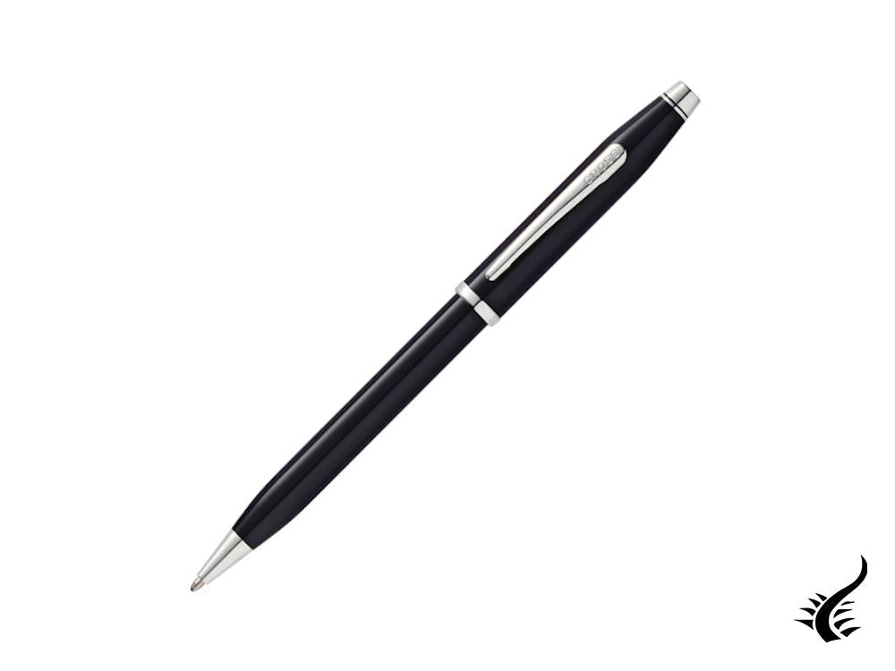 Stylo à bille Cross Century II, Laque, Noir, Poli, Rhodium, AT0082WG-102