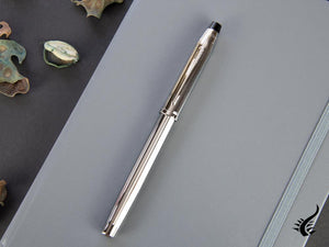 Stylo plume Cross Century II, chrome, argent, garniture chromée, nervuré