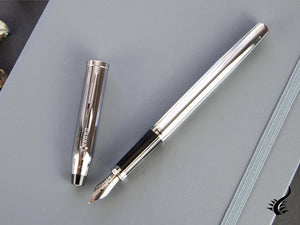 Cross Century II Fountain Pen, Chrome, Silver, Chrome Trim, Ribbed