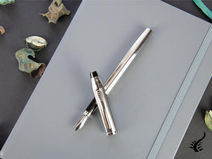 Stylo plume Cross Century II, chrome, argent, garniture chromée, nervuré