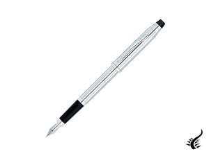 Cross Century II Fountain Pen, Chrome, Silver, Chrome Trim, Ribbed