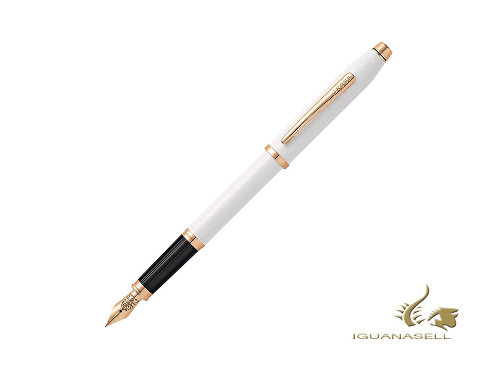 Cross Century II Fountain Pen, White Lacquer, Rose Gold, AT0086-113