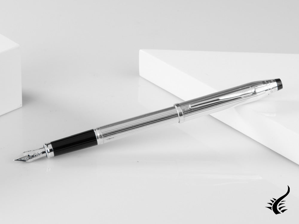 Cross Century II Fountain Pen, Silver .925, Silver, Ribbed, Polished