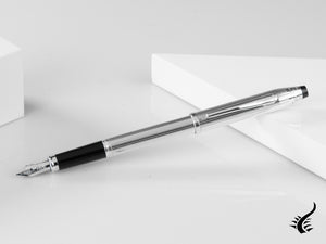 Stylo plume Cross Century II, argent .925, argent, nervuré, poli