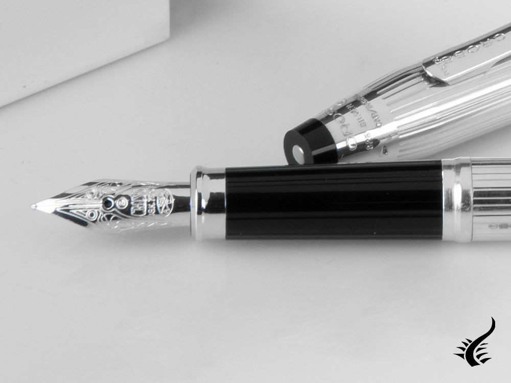 Cross Century II Fountain Pen, Silver .925, Silver, Ribbed, Polished