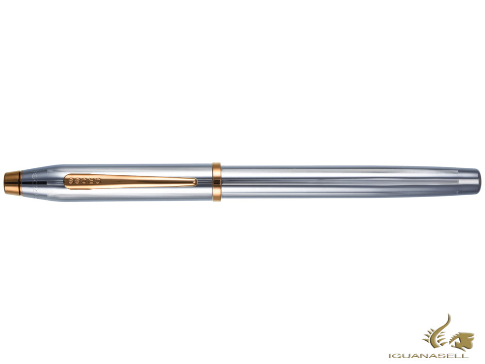 Stylo plume Cross Century II Medalist, chrome brossé, plaqué or 23 carats