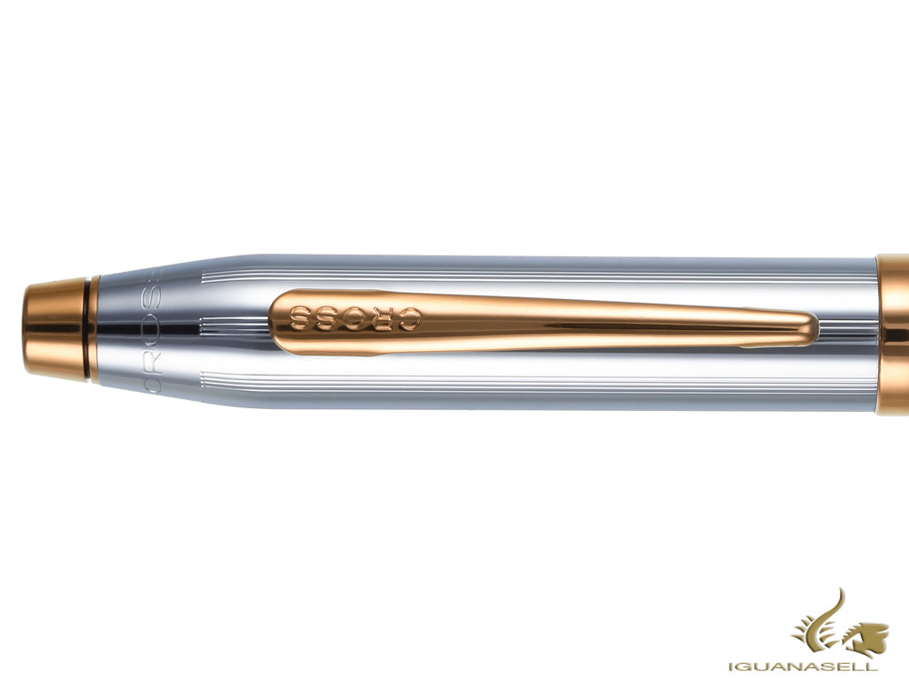 Stylo plume Cross Century II Medalist, chrome brossé, plaqué or 23 carats