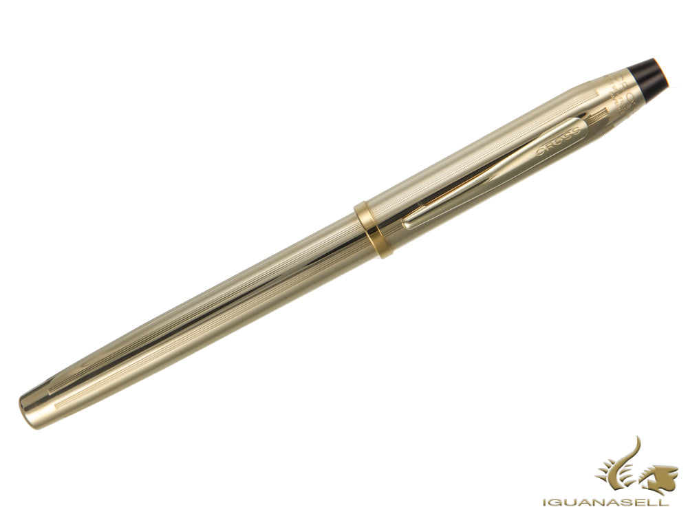 Cross Century II Rollerball pen, 10K Gold Filled, Gold trim, Ribbed, Polished