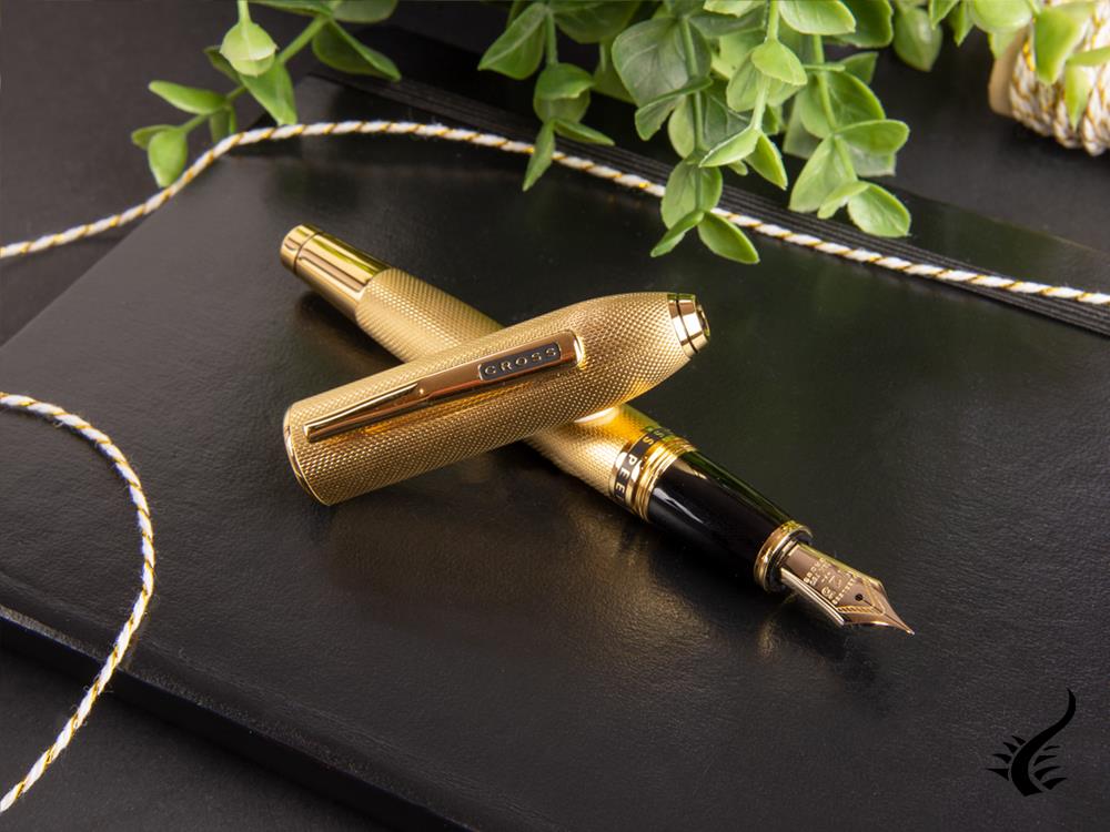 Cross Peerless 125 Fountain Pen, 23K Gold Plated, Polished, AT0706-4