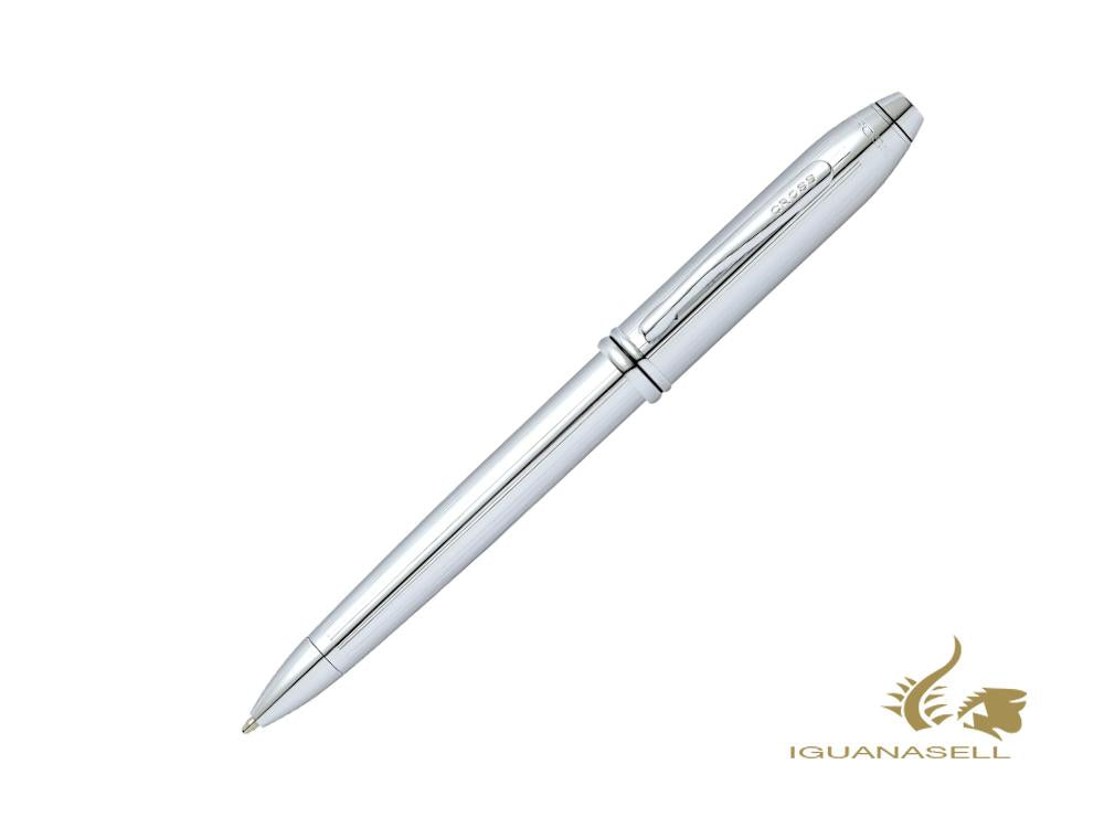 Stylo à bille Cross Townsend, acier, argent, poli, garniture chromée, 532TW