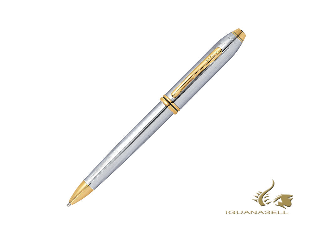 Cross Townsend Medalist Ballpoint pen, Chrome, 23K Gold plated, 502TW