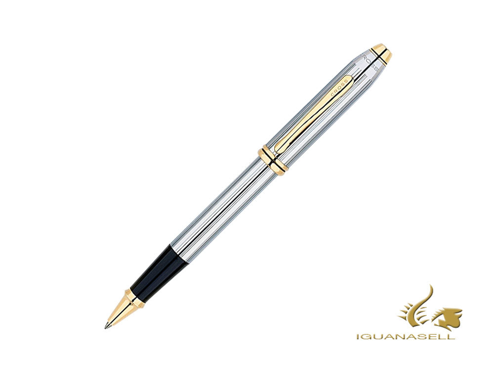 Cross Townsend Medalist Rollerball pen, Chrome, Silver, 23K Gold plated, 0505