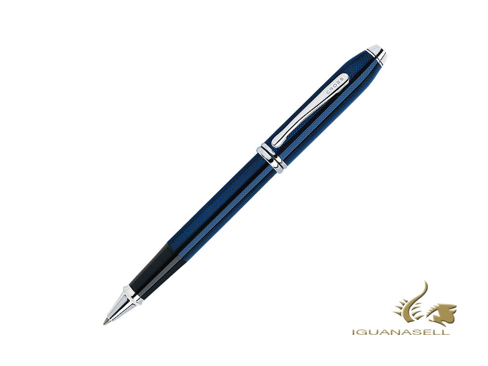 Cross Townsend Rollerball pen, Quartz Blue Lacquer, Rhodium trim, 695-1