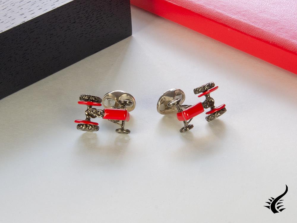 Boutons de manchette tracteur rouge Deakin &amp; Francis, argent 925, rouge, C0045S07