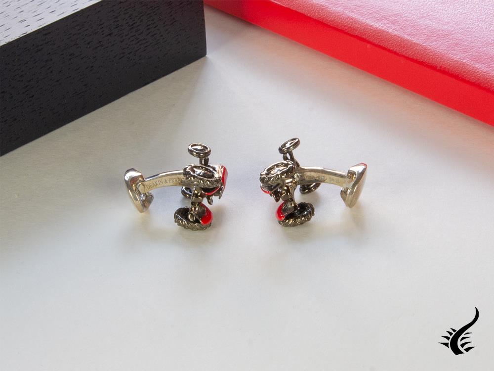 Deakin & Francis Red Tractor Cufflinks, Silver .925, Red, C0045S07