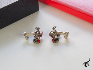 Boutons de manchette tracteur rouge Deakin &amp; Francis, argent 925, rouge, C0045S07