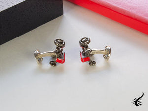 Boutons de manchette tracteur rouge Deakin &amp; Francis, argent 925, rouge, C0045S07