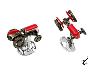 Boutons de manchette tracteur rouge Deakin &amp; Francis, argent 925, rouge, C0045S07