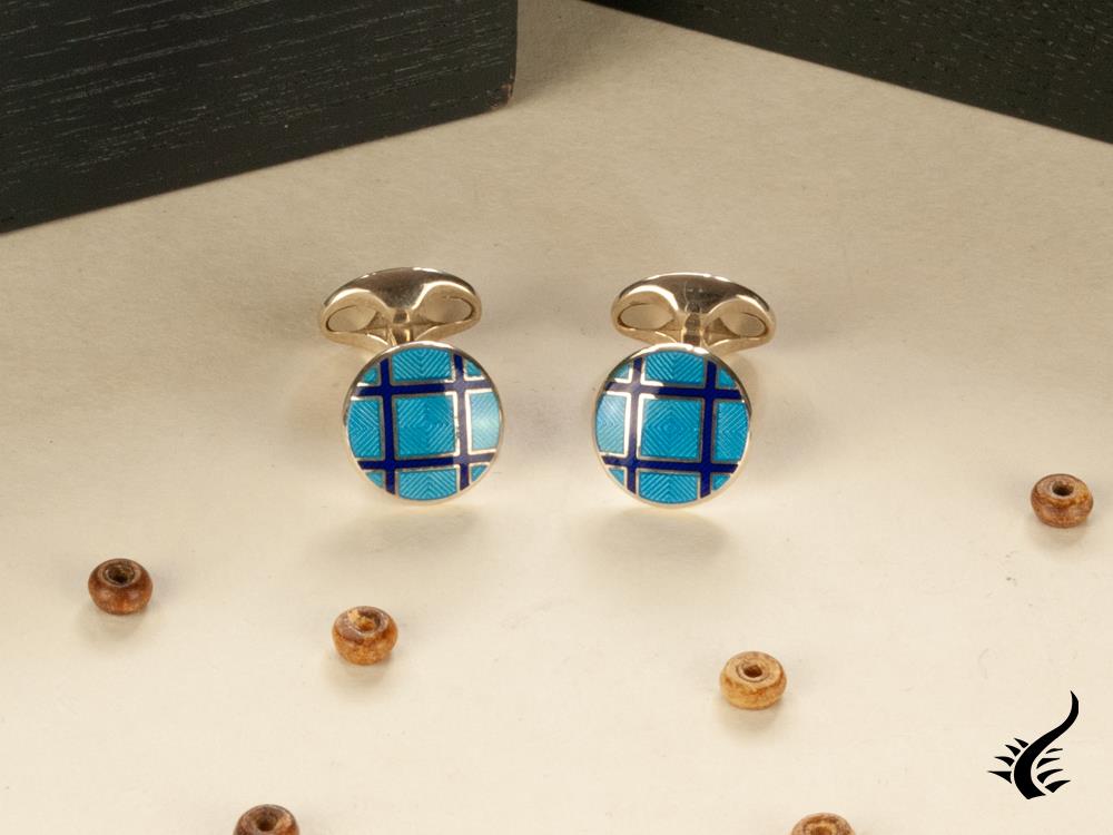 Deakin & Francis Vitreous Enamel Cufflinks, Silver .925, Blue, C1256S0401