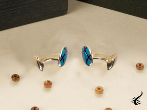 Deakin & Francis Vitreous Enamel Cufflinks, Silver .925, Blue, C1256S0401