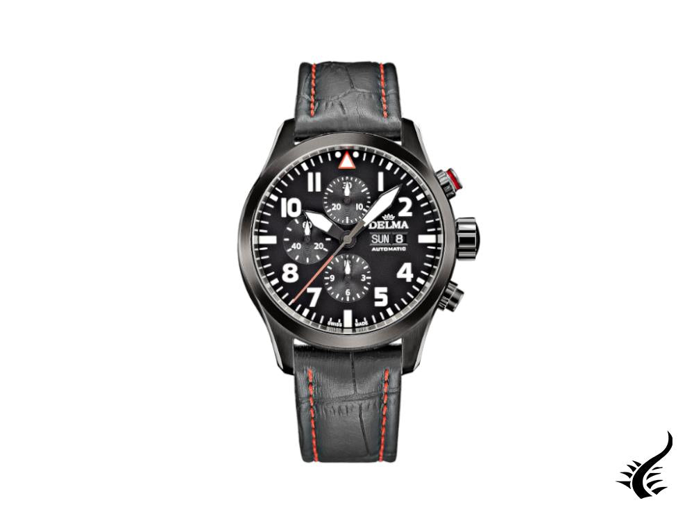 Montre automatique Delma Aero Commander, 45 mm, PVD, chronographe, 44601.580.6.038