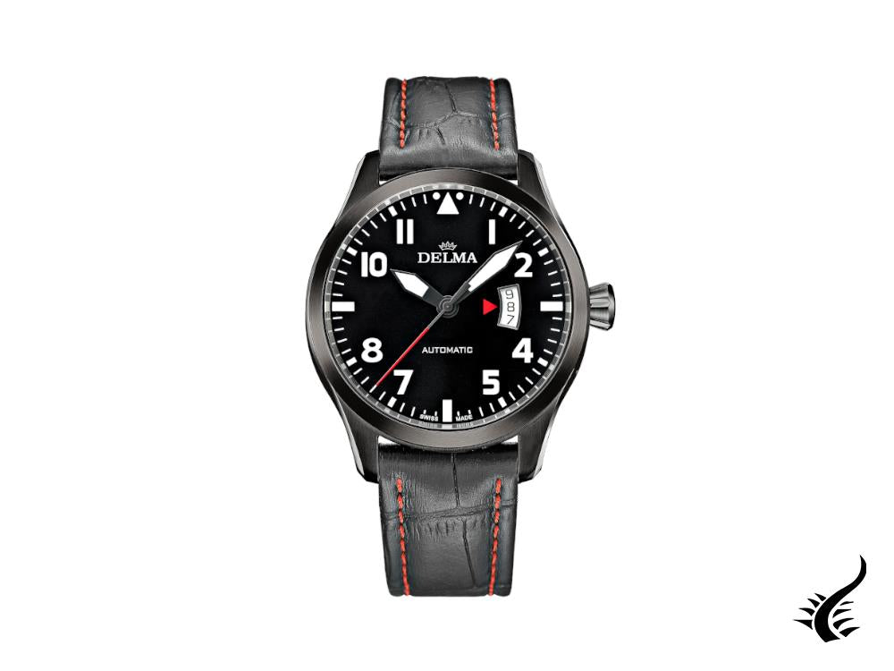 Montre automatique Delma Aero Commander, noire, 45 mm, PVD, 44601.570.6.038