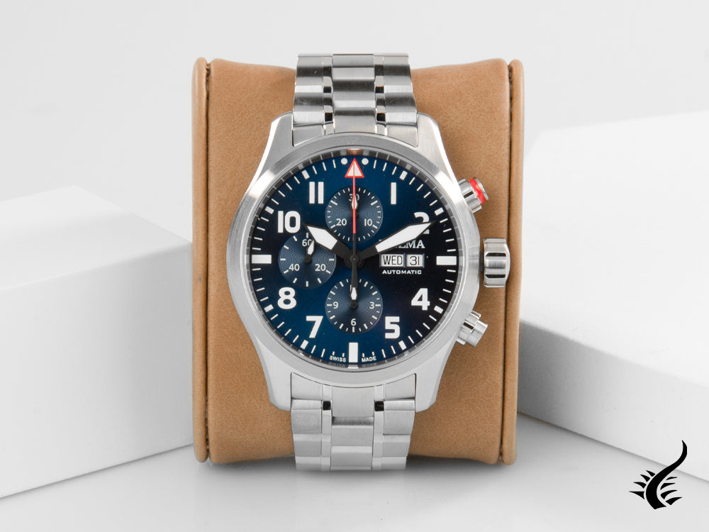 Montre automatique Delma Aero Commander, bleu, 45 mm, chronographe, 41702.580.6.049