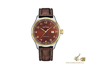 Delma Aero Pioneer Automatic Watch, Brown, 45 mm, Leather strap, 52601.570.6.102