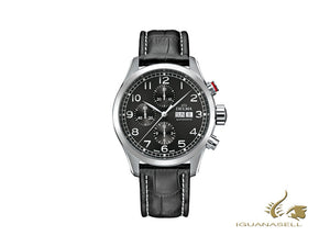 Montre automatique chronographe Delma Aero Pioneer, noire, 45 mm, 41601.580.6.032