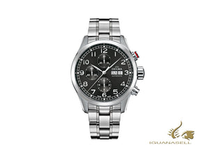 Montre automatique chronographe Delma Aero Pioneer, noire, 45 mm, 41701.580.6.032