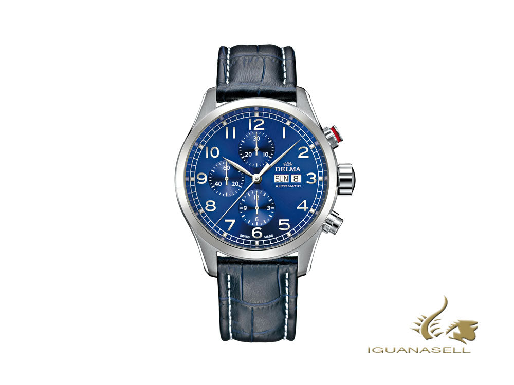 Montre automatique chronographe Delma Aero Pioneer, bleu, 45 mm, 41601.580.6.042